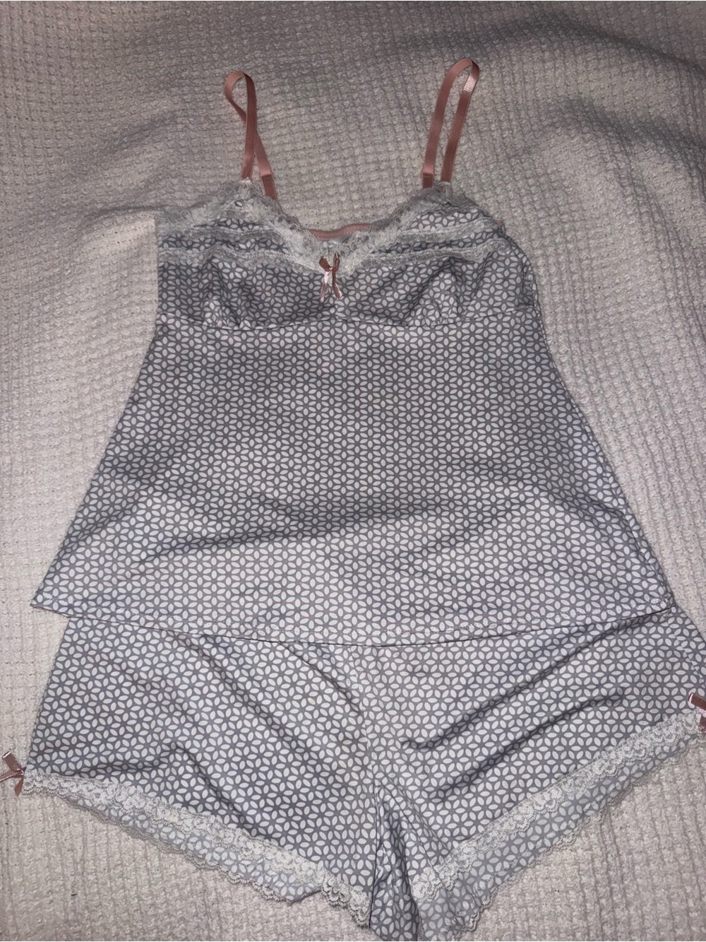 Marilyn Monroe Gray & Pink Lace-Trim Sleep Cami and Shorts Set